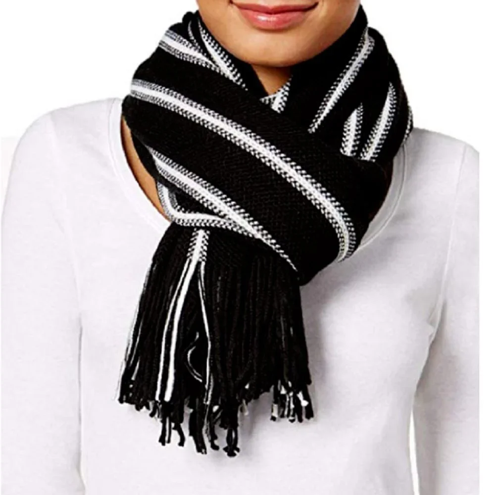 Charter Club Pinstripe Bias Poncho/Scarf, One Size Retail $58.50